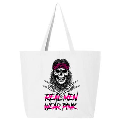 Real Men Wear Pink Breast Cancer Awareness Skull 25L Jumbo Tote