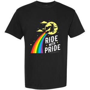 Ride With Pride Lgbt Gay Lesbian Witch Halloween Garment-Dyed Heavyweight T-Shirt