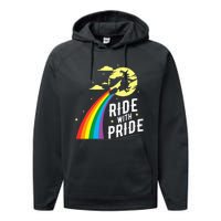 Ride With Pride Lgbt Gay Lesbian Witch Halloween Performance Fleece Hoodie