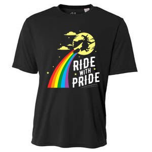 Ride With Pride Lgbt Gay Lesbian Witch Halloween Cooling Performance Crew T-Shirt