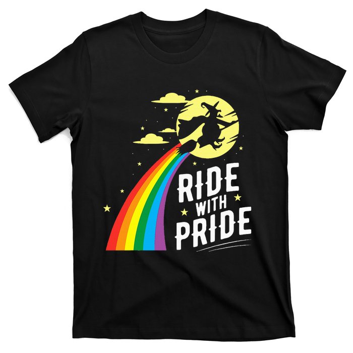 Ride With Pride Lgbt Gay Lesbian Witch Halloween T-Shirt