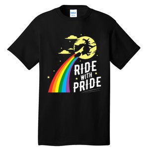 Ride With Pride Lgbt Gay Lesbian Witch Halloween Tall T-Shirt