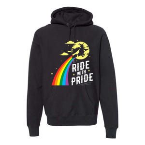 Ride With Pride Lgbt Gay Lesbian Witch Halloween Premium Hoodie