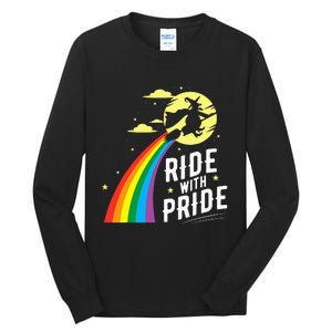 Ride With Pride Lgbt Gay Lesbian Witch Halloween Tall Long Sleeve T-Shirt