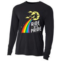 Ride With Pride Lgbt Gay Lesbian Witch Halloween Cooling Performance Long Sleeve Crew