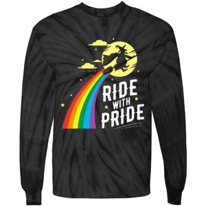 Ride With Pride Lgbt Gay Lesbian Witch Halloween Tie-Dye Long Sleeve Shirt