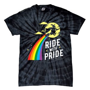 Ride With Pride Lgbt Gay Lesbian Witch Halloween Tie-Dye T-Shirt