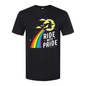 Ride With Pride Lgbt Gay Lesbian Witch Halloween Softstyle CVC T-Shirt