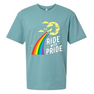 Ride With Pride Lgbt Gay Lesbian Witch Halloween Sueded Cloud Jersey T-Shirt