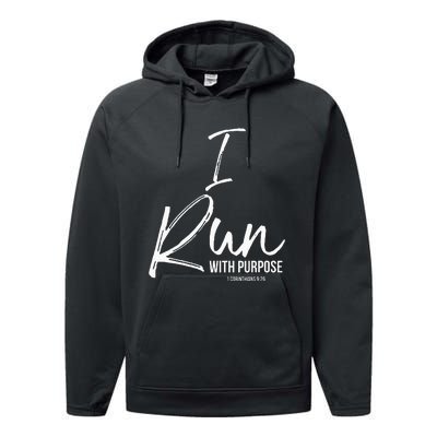 Run With Purpose 1 Corinthians 9:26 Christian Running Performance Fleece Hoodie