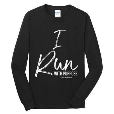 Run With Purpose 1 Corinthians 9:26 Christian Running Tall Long Sleeve T-Shirt