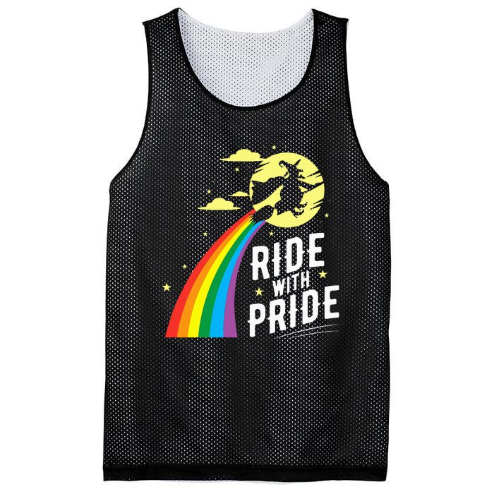 Ride With Pride LGBT Gay Lesbian Witch Halloween Mesh Reversible Basketball Jersey Tank