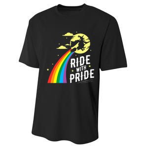 Ride With Pride LGBT Gay Lesbian Witch Halloween Performance Sprint T-Shirt