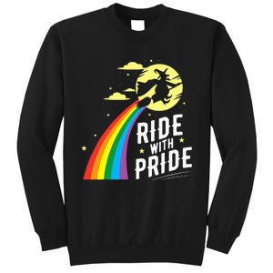 Ride With Pride LGBT Gay Lesbian Witch Halloween Tall Sweatshirt