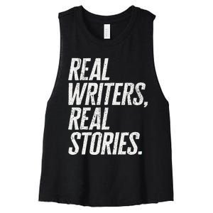 Real Writers Real Stories WGA Writers Guild America Strike Women's Racerback Cropped Tank