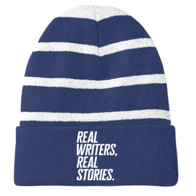 Real Writers Real Stories WGA Writers Guild America Strike Striped Beanie with Solid Band