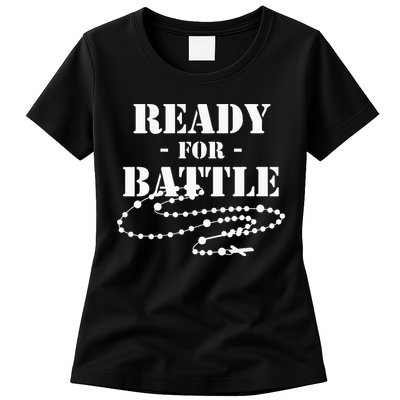 Rosary Warrior Ready For Battle Of Lepanto Rosaries Catholic Womens T-Shirt