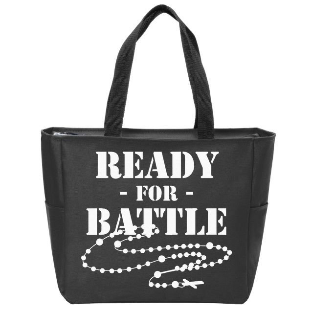 Rosary Warrior Ready For Battle Of Lepanto Rosaries Catholic Zip Tote Bag