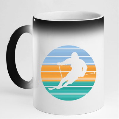 Retro Winter Sport Ice Skiing Skier Snow Shredding Slopes Cute Gift 11oz Black Color Changing Mug