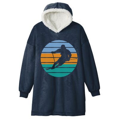 Retro Winter Sport Ice Skiing Skier Snow Shredding Slopes Cute Gift Hooded Wearable Blanket