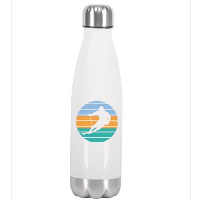 Retro Winter Sport Ice Skiing Skier Snow Shredding Slopes Cute Gift Stainless Steel Insulated Water Bottle