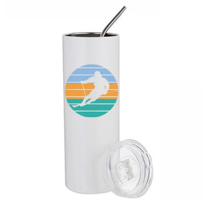 Retro Winter Sport Ice Skiing Skier Snow Shredding Slopes Cute Gift Stainless Steel Tumbler