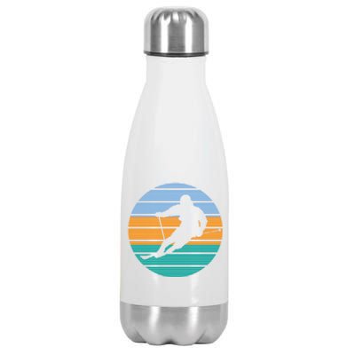 Retro Winter Sport Ice Skiing Skier Snow Shredding Slopes Cute Gift Stainless Steel Insulated Water Bottle