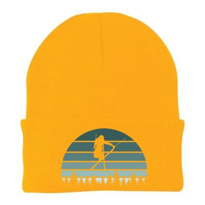 Retro Winter Sport Ice Skiing Skier Snow Shredding Slopes Meaningful Gift Knit Cap Winter Beanie