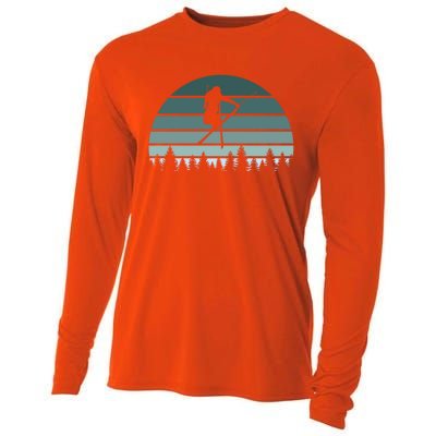 Retro Winter Sport Ice Skiing Skier Snow Shredding Slopes Meaningful Gift Cooling Performance Long Sleeve Crew