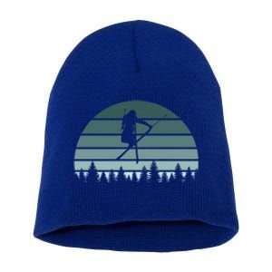 Retro Winter Sport Ice Skiing Skier Snow Shredding Slopes Meaningful Gift Short Acrylic Beanie