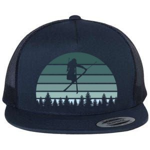 Retro Winter Sport Ice Skiing Skier Snow Shredding Slopes Meaningful Gift Flat Bill Trucker Hat