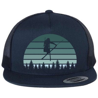 Retro Winter Sport Ice Skiing Skier Snow Shredding Slopes Meaningful Gift Flat Bill Trucker Hat