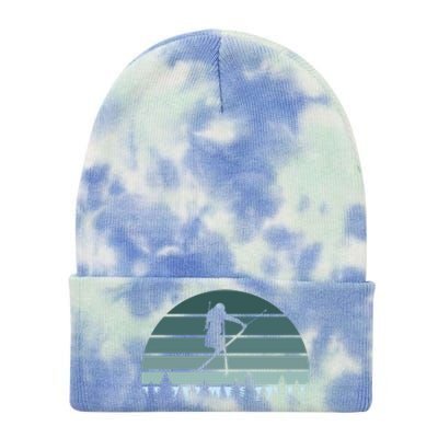 Retro Winter Sport Ice Skiing Skier Snow Shredding Slopes Meaningful Gift Tie Dye 12in Knit Beanie