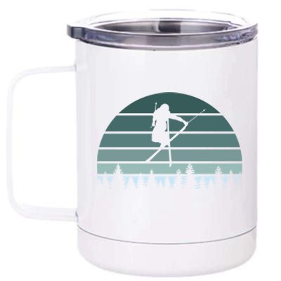 Retro Winter Sport Ice Skiing Skier Snow Shredding Slopes Meaningful Gift 12 oz Stainless Steel Tumbler Cup