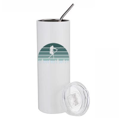 Retro Winter Sport Ice Skiing Skier Snow Shredding Slopes Meaningful Gift Stainless Steel Tumbler