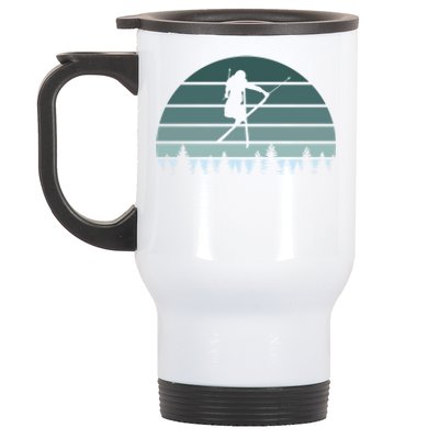 Retro Winter Sport Ice Skiing Skier Snow Shredding Slopes Meaningful Gift Stainless Steel Travel Mug