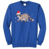 Raccoon Wearing Santa Hat Snowflakes Christmas Lights Funny Gift Sweatshirt