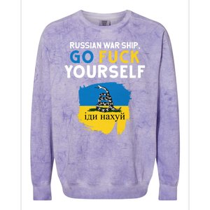 Russian War Ship Go Fuck Yourself Ukraine Colorblast Crewneck Sweatshirt