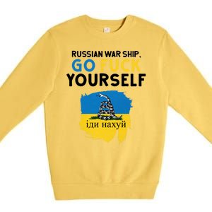 Russian War Ship Go Fuck Yourself Ukraine Premium Crewneck Sweatshirt