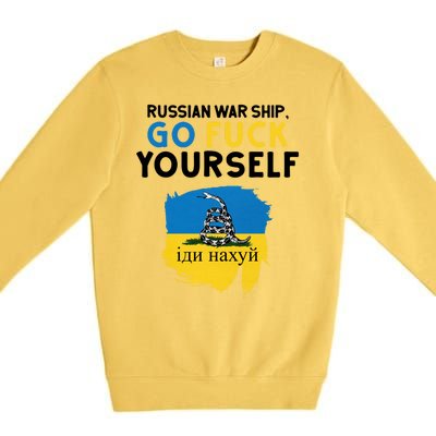 Russian War Ship Go Fuck Yourself Ukraine Premium Crewneck Sweatshirt