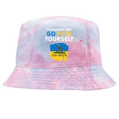 Russian War Ship Go Fuck Yourself Ukraine Tie-Dyed Bucket Hat