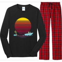 Retro Water Ski Lover Gift Waterski Love Gifts Skiing Long Sleeve Pajama Set