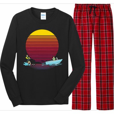 Retro Water Ski Lover Gift Waterski Love Gifts Skiing Long Sleeve Pajama Set