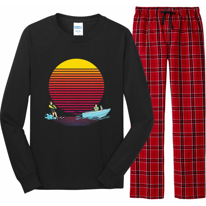 Retro Water Ski Lover Gift Waterski Love Gifts Skiing Long Sleeve Pajama Set