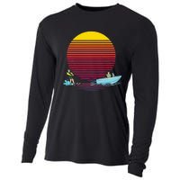 Retro Water Ski Lover Gift Waterski Love Gifts Skiing Cooling Performance Long Sleeve Crew