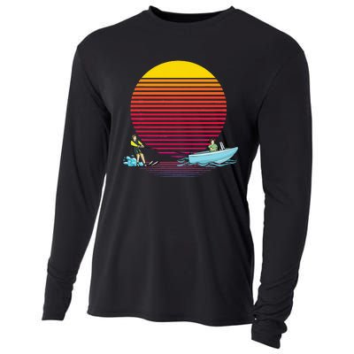 Retro Water Ski Lover Gift Waterski Love Gifts Skiing Cooling Performance Long Sleeve Crew