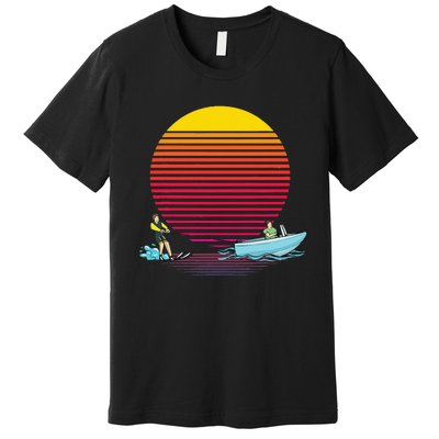 Retro Water Ski Lover Gift Waterski Love Gifts Skiing Premium T-Shirt