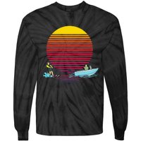 Retro Water Ski Lover Gift Waterski Love Gifts Skiing Tie-Dye Long Sleeve Shirt