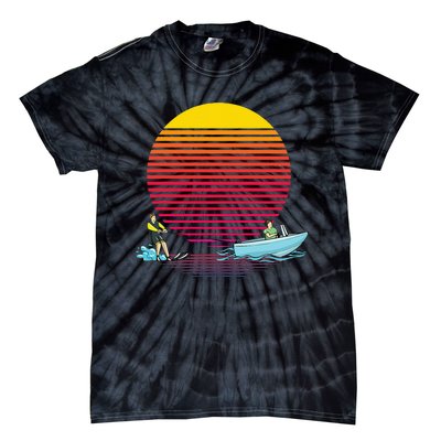 Retro Water Ski Lover Gift Waterski Love Gifts Skiing Tie-Dye T-Shirt