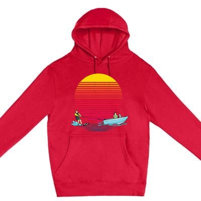 Retro Water Ski Lover Gift Waterski Love Gifts Skiing Premium Pullover Hoodie